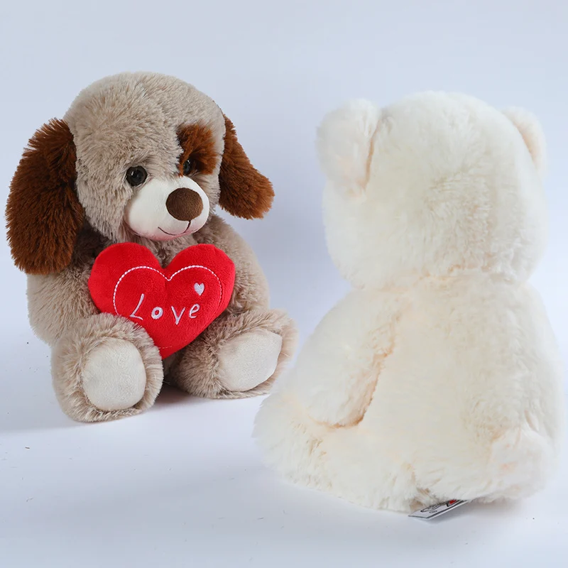 30CM Cute Heart Bear Dog Plush Toys Red Heart Print Love Creative Animal Stuffed Doll For Lovers Valentine\'s Day Gift