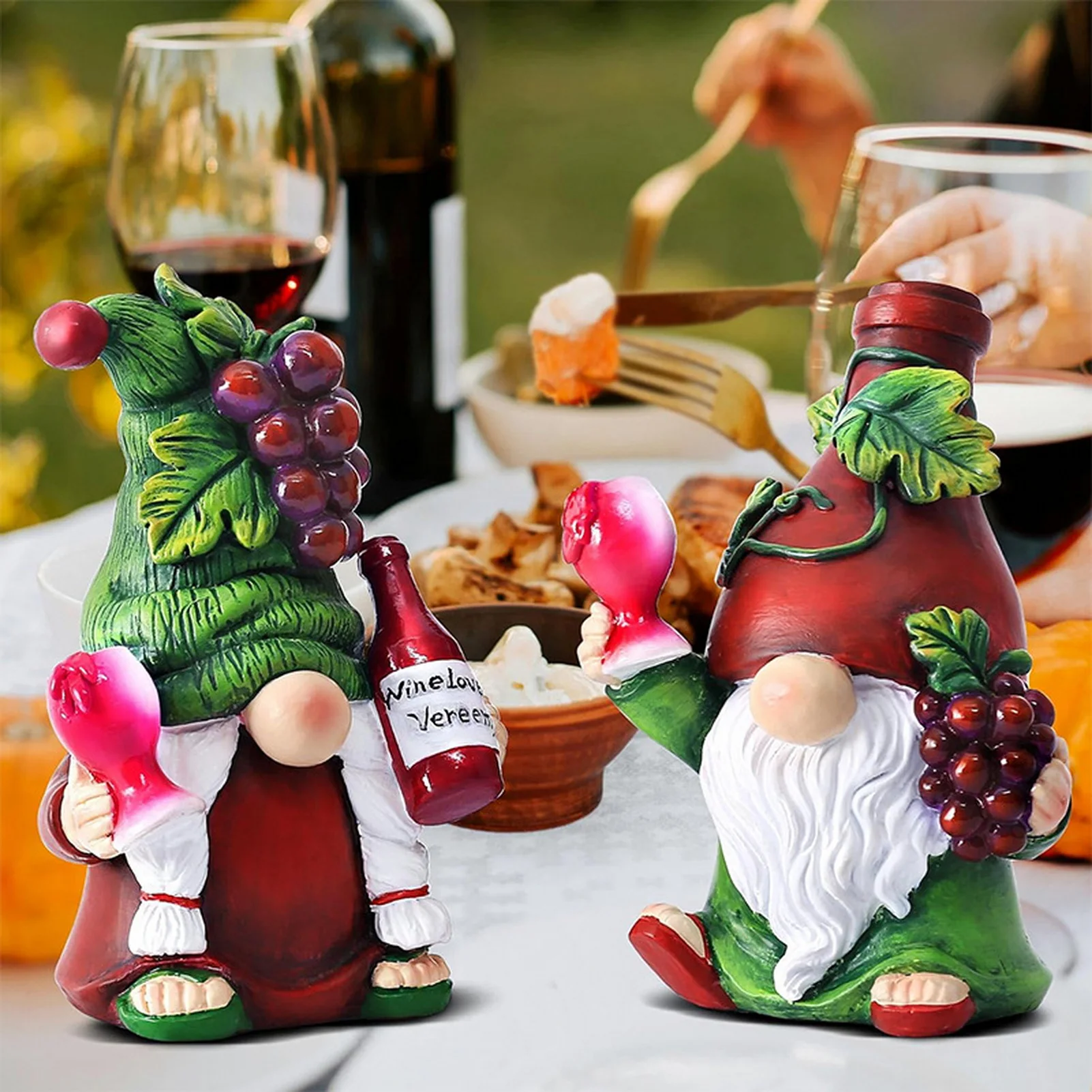 Fairy Garden Mini Gnomes Statue Resin Moss Micro Landscape Decoration Mini Dwarf Red Wine Fruit Gnome Party Table Ornaments