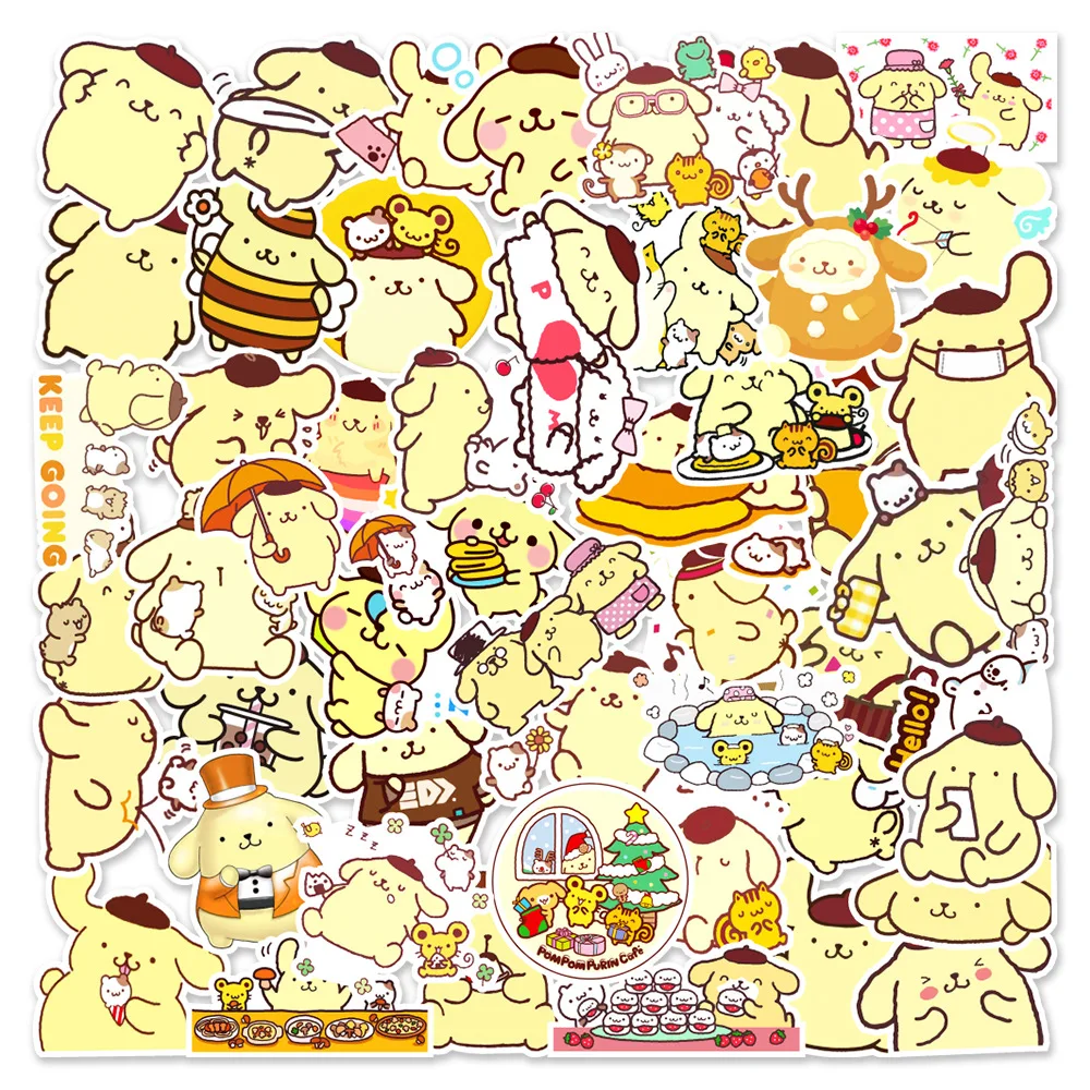 Pegatina de popompurin de 50/60 piezas, bonita funda de teléfono móvil con dibujos de mascotas, Material de decoración de cuenta de mano