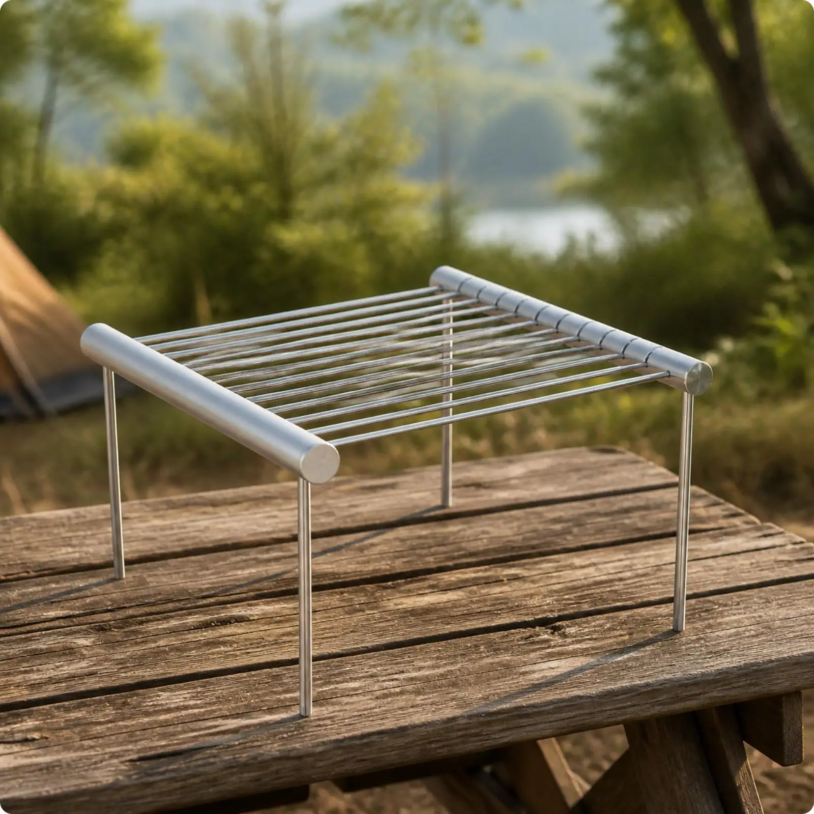 Mini Folding Grill Portable Charcoal BBQ Outdoor Cooking Stove Aluminum Alloy Frame with Metal Grate for Camping Backpacking