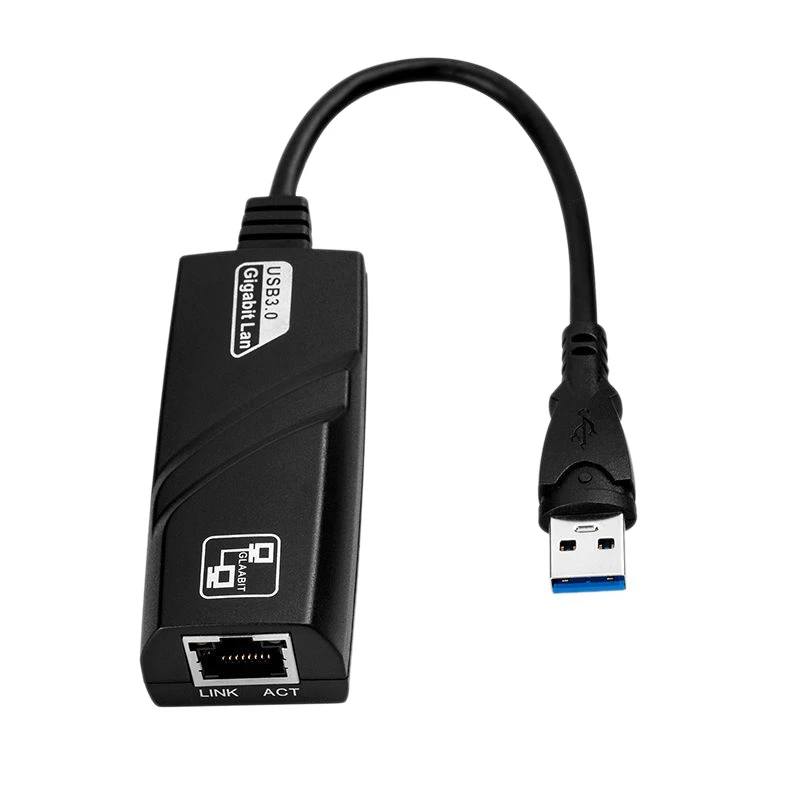 Адаптер USB3.0 к Ethernet RJ45 Gigabit LAN 10/100/1000 Мбит/с с рабочим освещением для ПК, ноутбука, Windows MAC Linux