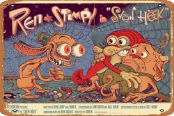 Cartello in metallo Vintage Look Kitchen Signs decorazione da parete The Ren and Stimpy Show in 