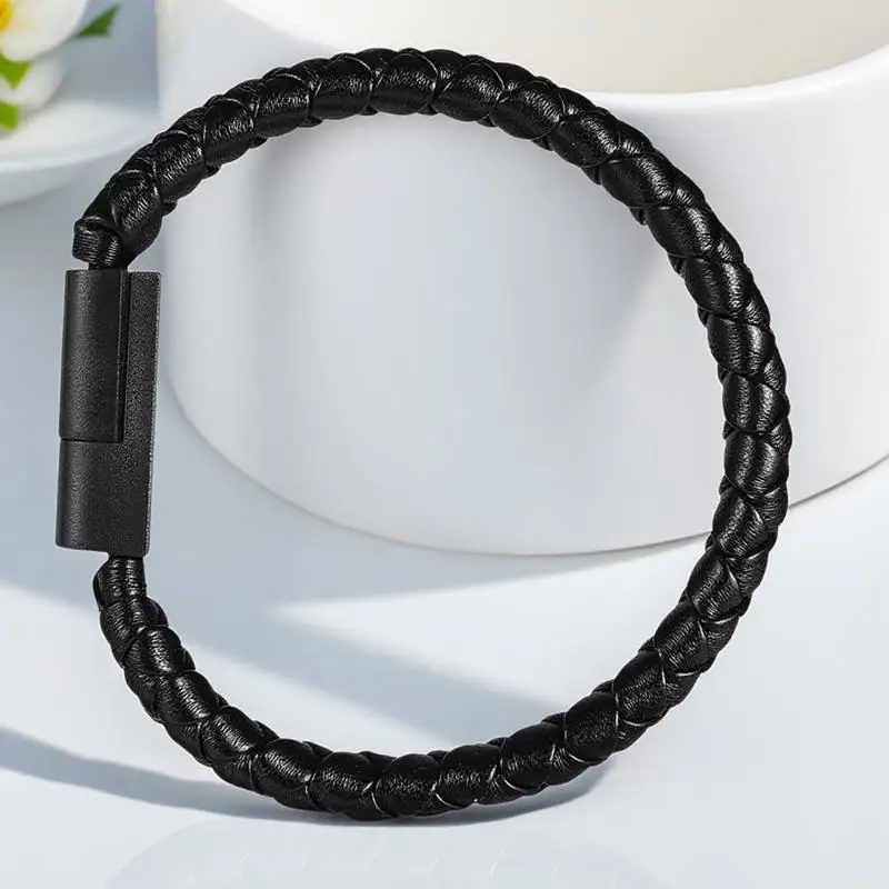 

Portable Lightweight USB Type C Data Sync Charging Cable Braided Wristband Style Black Great Compatibility Most High End Devices