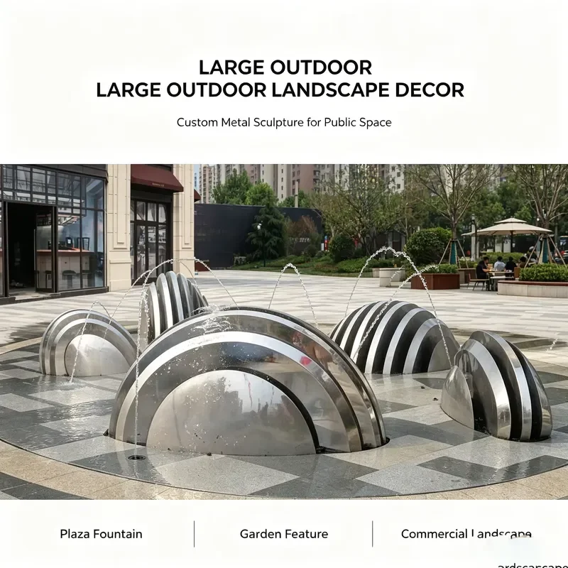 Custom Stainless Steel Abstract Curved Water Feature Sculpture Anti Corrosion Metal Fountain For Outdoor Garden Square
