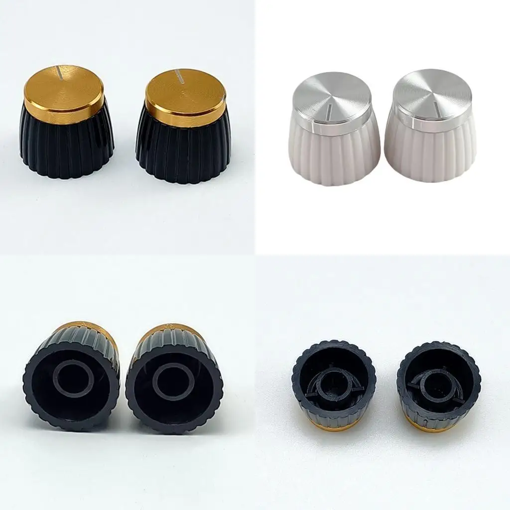 

652F Pack of 2 Guitar Tuning Knob Caps Plastic Aluminum Quick Installation Design Suitable for Electric Guitar and Bass