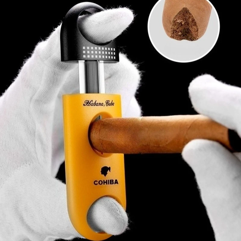 

Portable Cigar Cutter Set: Pocket V-Cut Sharp Scissors, Guillotine & Travel-Friendly Round Punch for Cigars