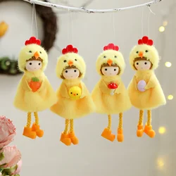 2025 Easter Dolls Hanging Ornaments Yellow Chicken Egg Angel Girl Tree Pendant Figurine Home Wedding Birthday Party Decor Props