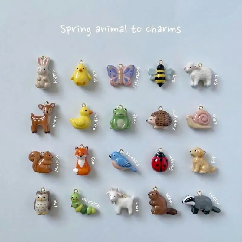 Fun Cartoon Animal DIY Pendant Bracelet Necklace Cute Sweet Deer Lamb Squirrel Stainless Steel Pendants Jewelry Accessories