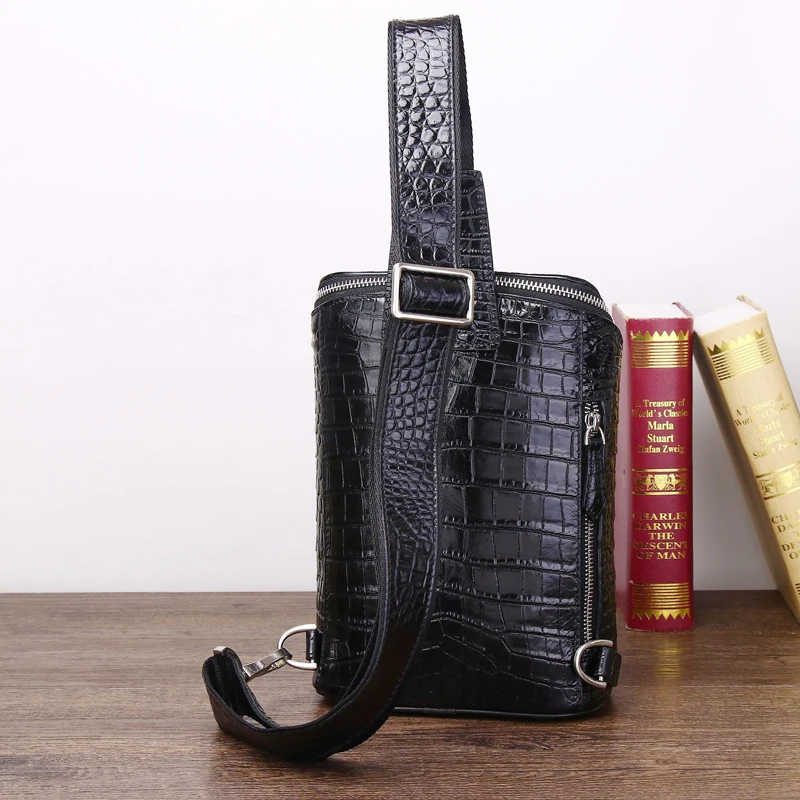 Real leather fish pattern men's chest bag diagonal cross chest bag high-quality cowhide leather bag men's bag outdoor large bags