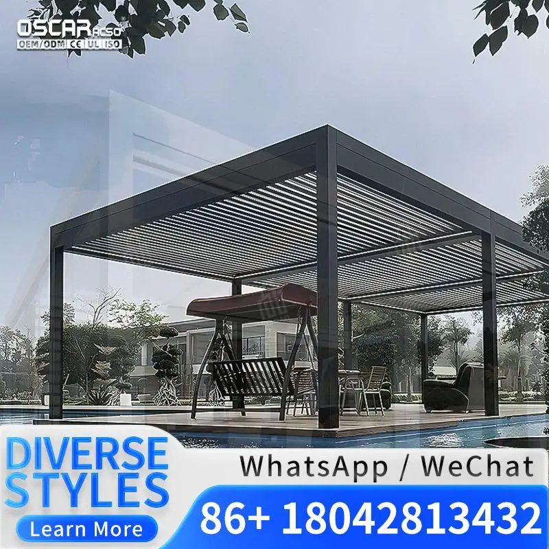 3X3m 3x4m 3x5m Modern Outdoor Louvered Aluminium Canopy for Garden Patio Backyard Pergola