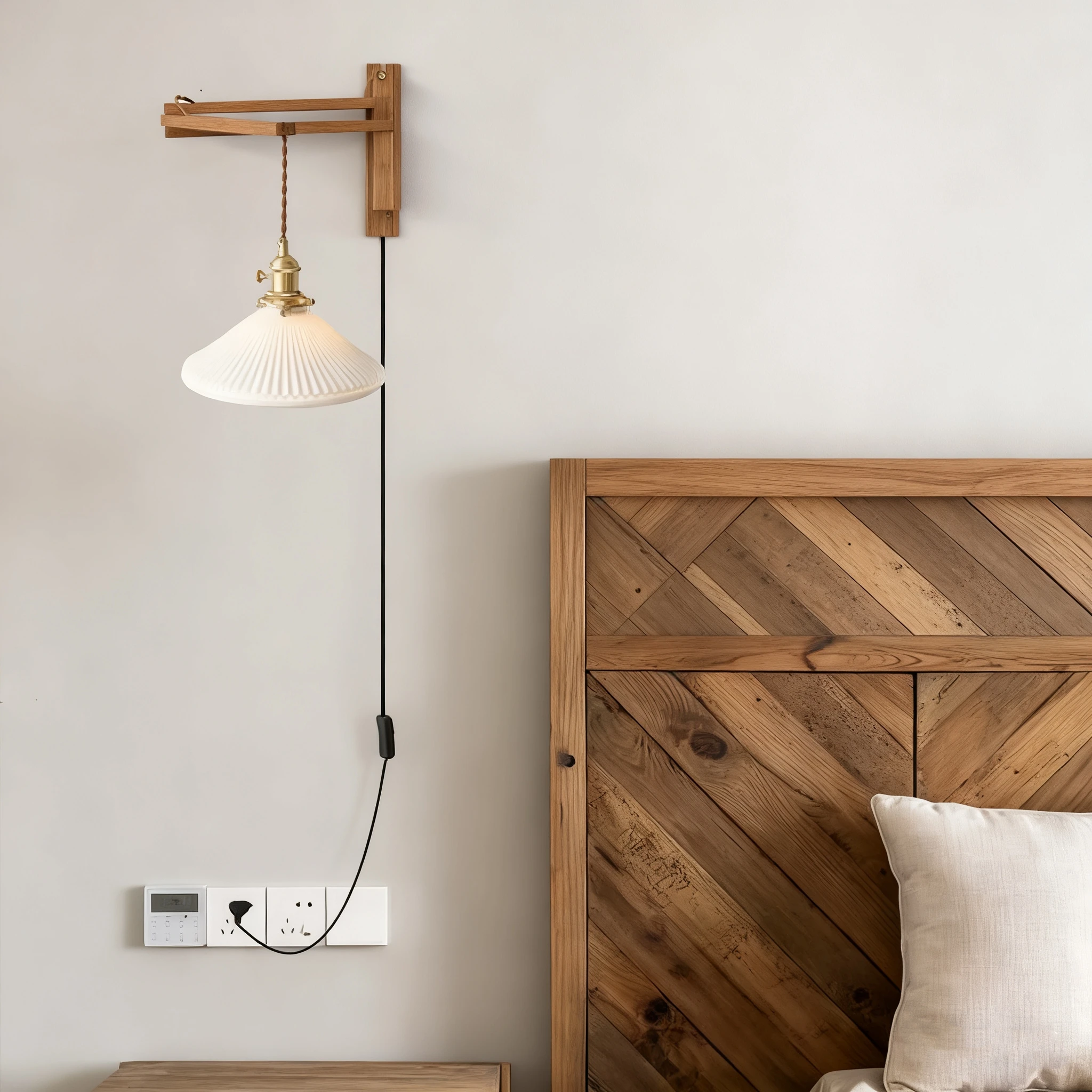 

Folding Walnut Color Wall Sconce Retro Japanese Study Living Room Bedroom Bedside Lamp Tea Room Homestaynostalgic Coffee Shop