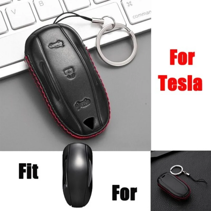 

A + натуральная кожа чехол для дистанционного ключа автомобиля брелок для Tesla Model 3 2018-2020