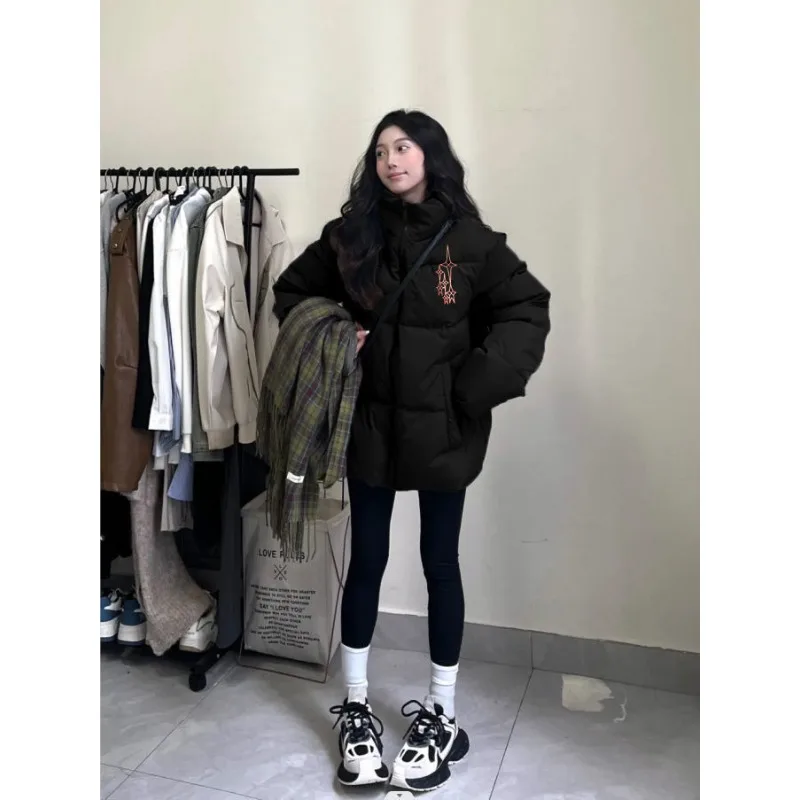 Vintage Streetwear Autumn Winter Cotton Coat Parka Women Large Size Bread Coat Warm Long Sleeve Zipper Thick Outerwear Korean