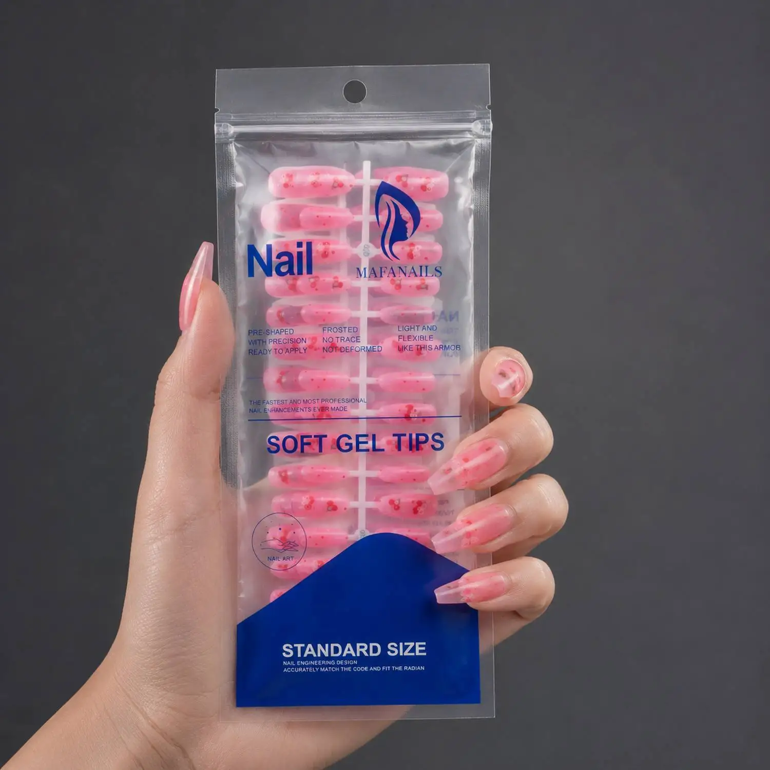 

1Bag Glossy Finish Pink Cherry Press On Nail Pink Color With Dots Cherry Fake Nail Cute And Lively Cherry False Nail