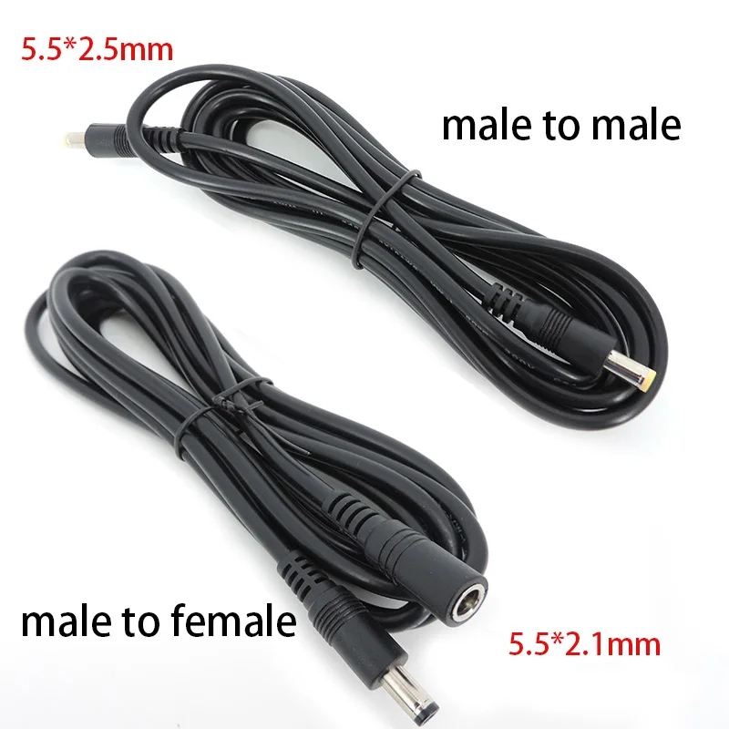 0.5/1.5m/3m DC male to Male Plug Extension connector Cable 2.1mmx5.5mm 5.5x2.5mm for 12V Power Adapter Cord CCTV Camera Strip