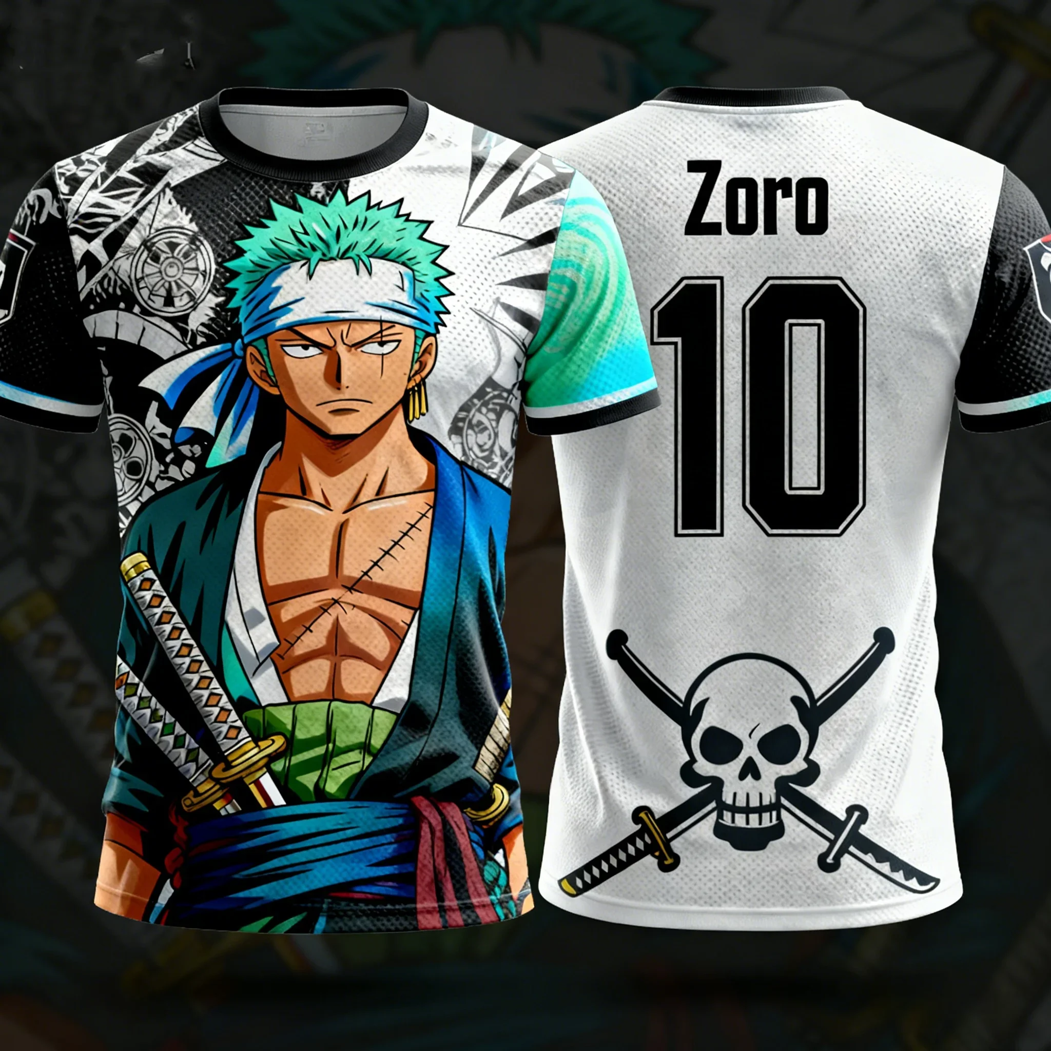 Herren-Freizeit-T-Shirt mit Sanji-Gruppen-Print, kurzärmelig, atmungsaktiv, für den Sommer