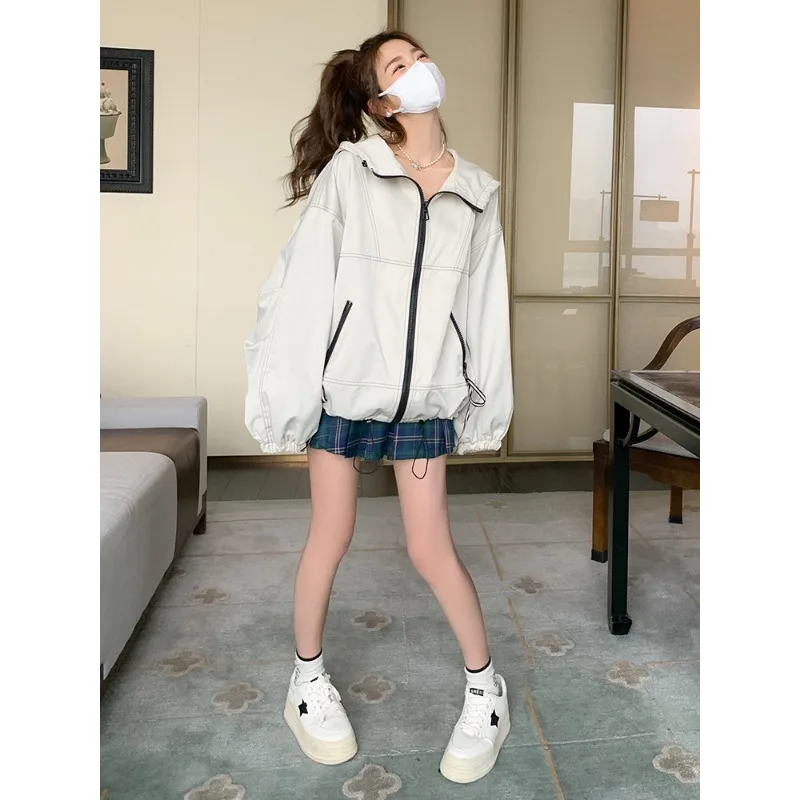 

Женская осенне-зимняя свободная универсальная ветровка с капюшоном 2022, топ из тюety для пар E12542