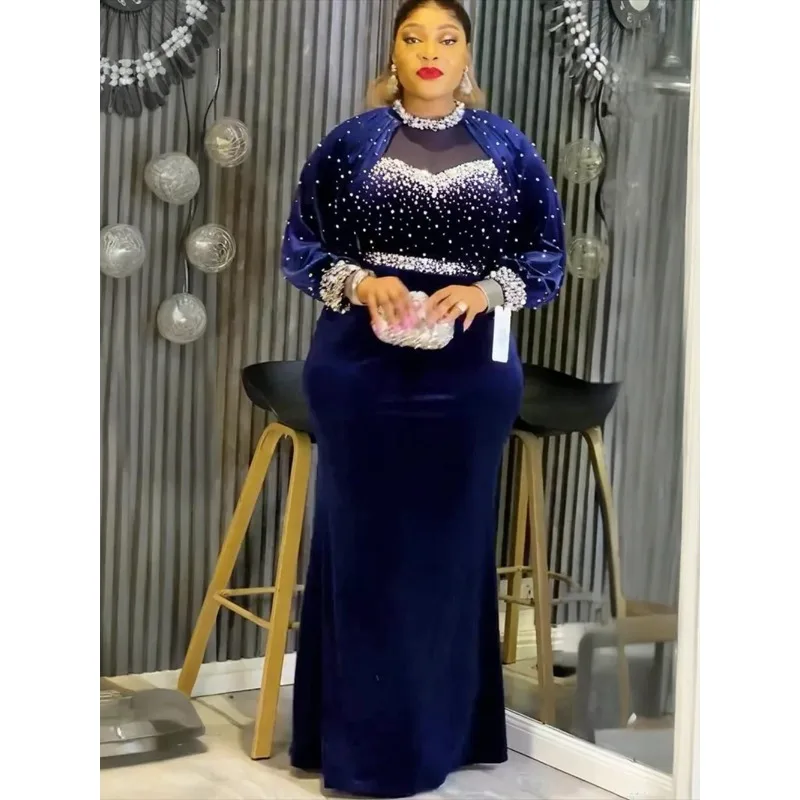 

Plus Size African Party Dresses for Women 2026 New Fashion Dashiki Ankara Velvet Wedding Gowns Elegant Turkey Muslim Maxi Dress