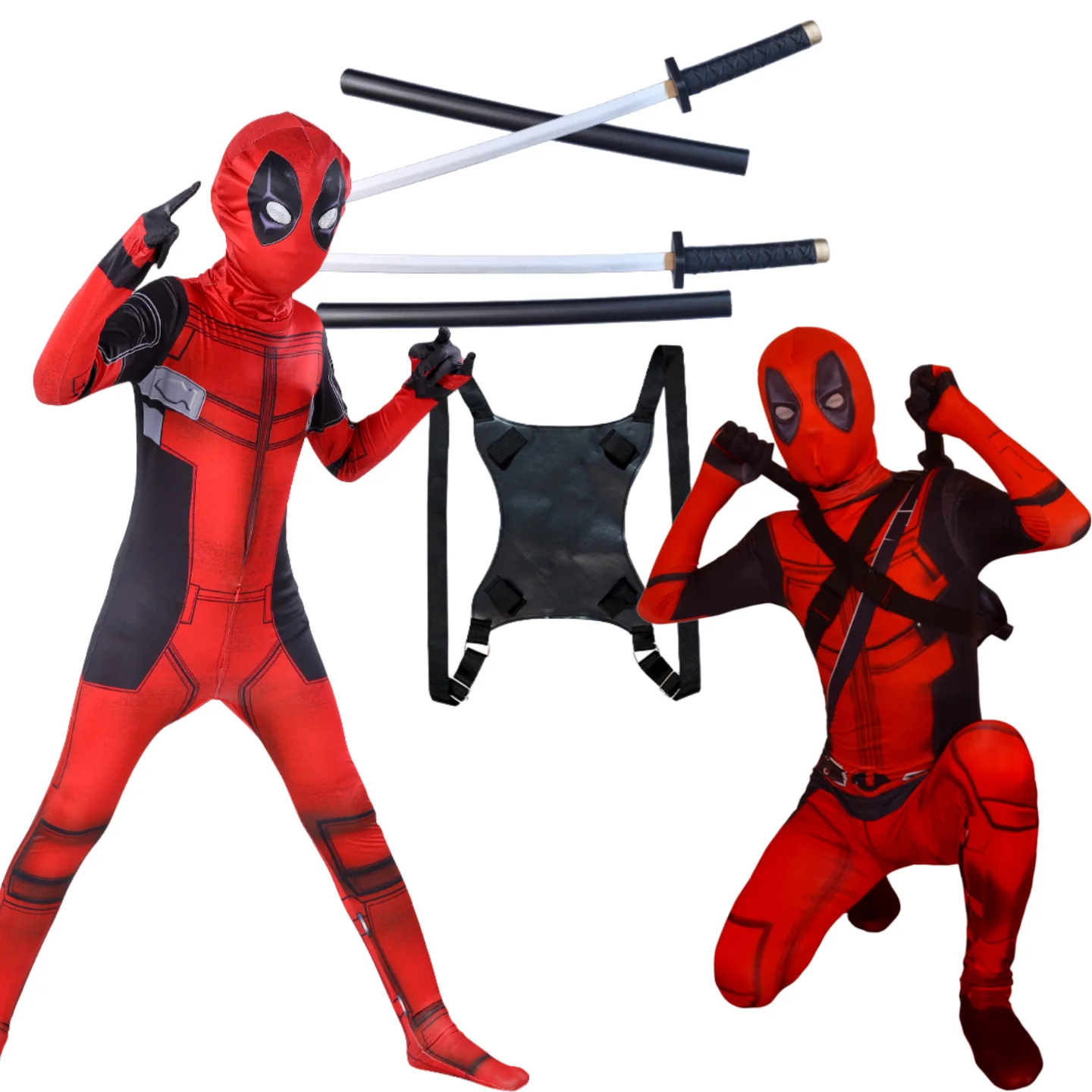 بذلة ديدبول للأطفال، بدلة لعب الأدوار الخارقة، زي شخصية فيلم الخيال للأولاد مع السيف