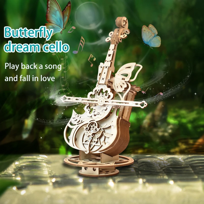 

3D Wooden Puzzle Funny Magic Cello Mechanical Music Instrument Creative Toys for Child AMK63