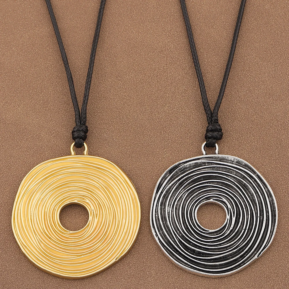 1 x Matte Gold Color Fingerprint Vortex Swirl Pattern Pendant Jewelry Simple Necklace , Suitable For Unisex Daily Wear, Gifts