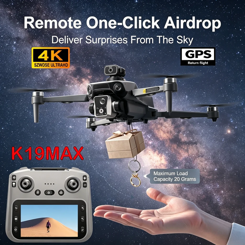 2026 K19 MAX RC Drone GPS Return With Screen Aerial Photography Aircraft Brushless Airdrop Remote Control Aircraft Quadcopter
