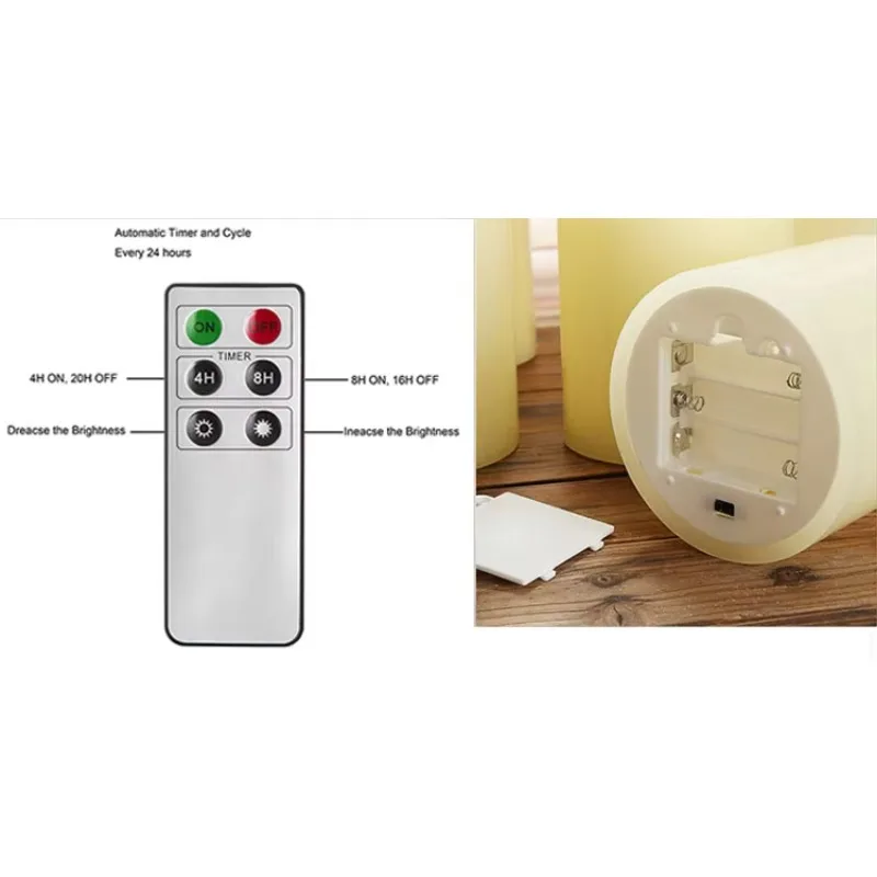 LED Electronic Candle Flameless Plastic Wax Pillar Light for Christmas Birthday Wedding Home Decoration White Simulation Cup