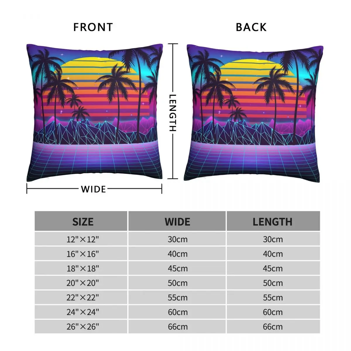 Radiant Sunset Synthwave Square Pillowcase Polyester Linen Velvet Printed Decorative Throw Pillow Case Room Cushion Cover 45x45