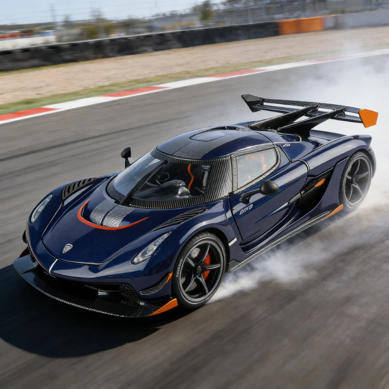 

Модель автомобиля Koenigsegg Jesko из сплава, масштаб 1:24, со звуком и светом, функцией отката назад и открывающимися дверями, игрушечная машинка в подарок для мальчиков