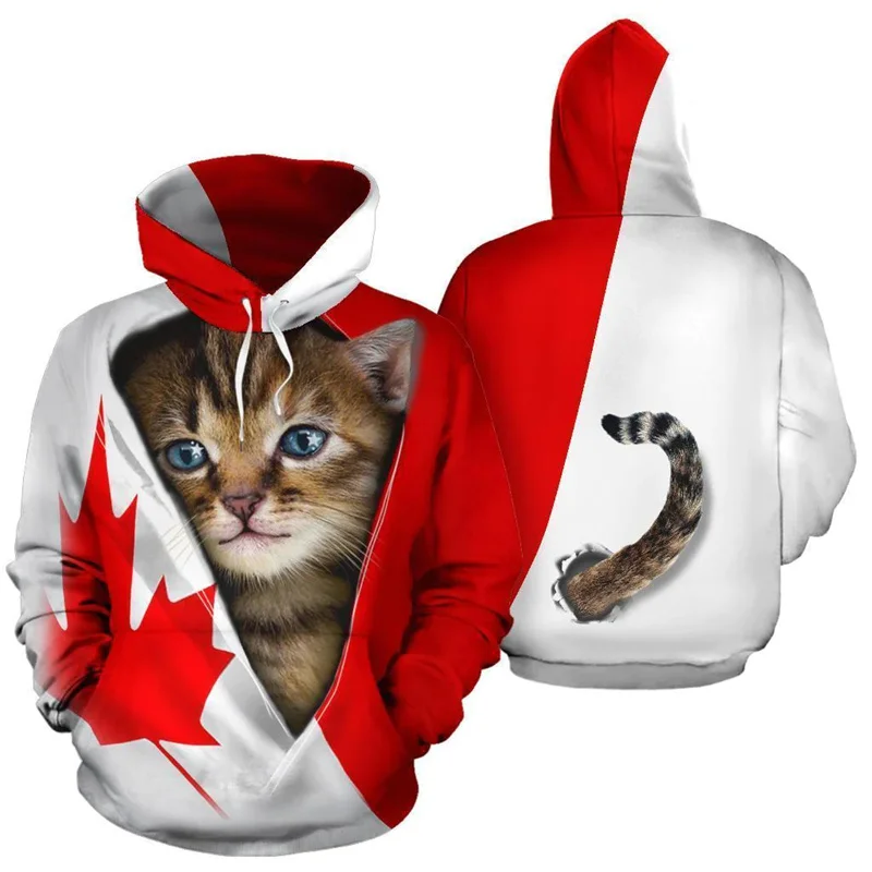 Canada Cats Cat Animal 3d Printed Hoodie Men Women Oversize Sweatshirts Street Fashion Hooded Kid Sports Pullover Y2k Clothes