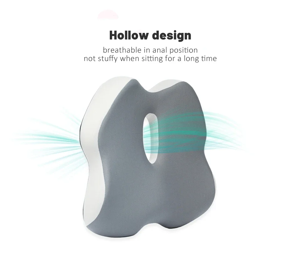 Office Chair Cushion Memory Foam Coccyx Cushion for Tailbone Pain Desk Chair Car Seat Cushion Driving Back Pain Relief (Black)