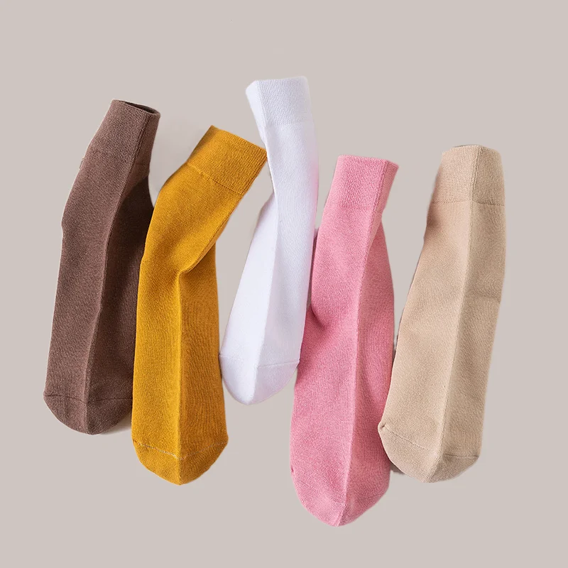 5/10 Pairs Striped Cotton Middle Tube Socks Solid Color All-match High Quality New Women's Socks Simple Vertical Mid Tube Socks