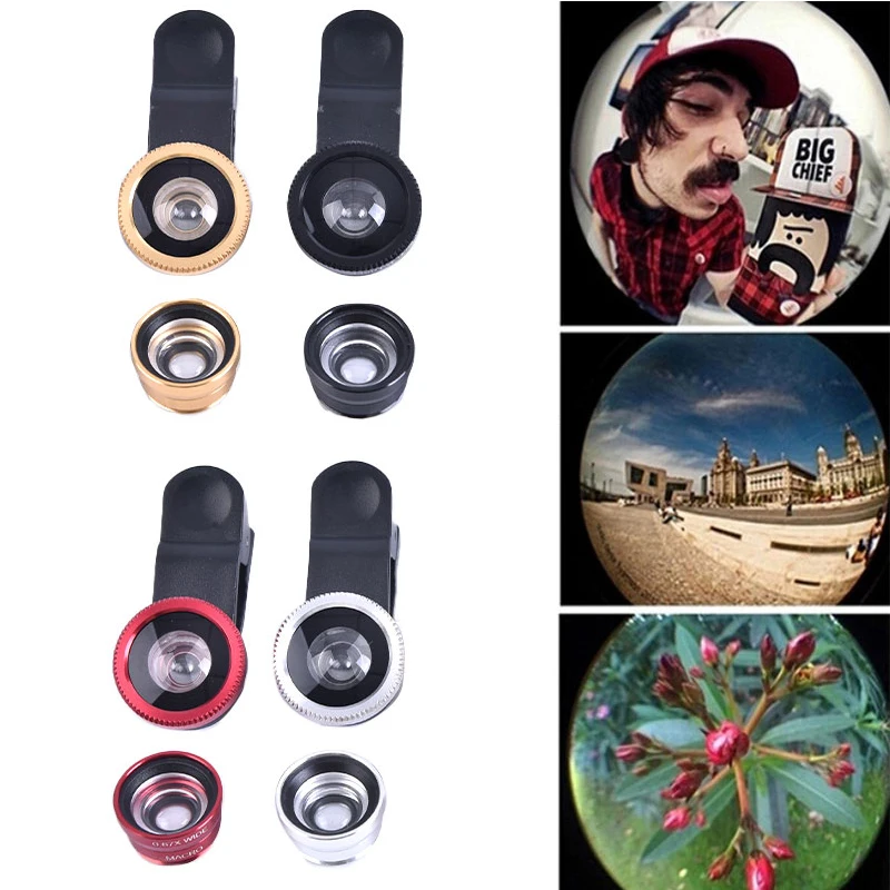 3In1 Mobile Phone Fish Eye+Wide Angle+Macro Camera Lens For Universal Cell Phone