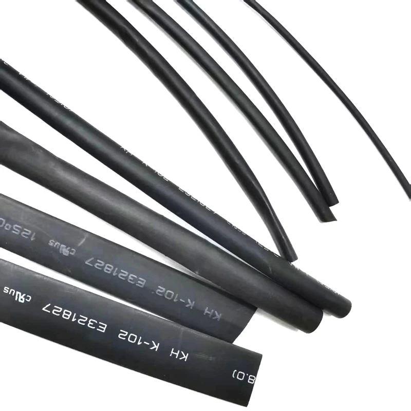 5Meters/LOT Black Heat Shrinkable Tube 1mm 1.5mm 2mm 3mm 4mm 5mm 6mm 7mm 8mm 10mm Black Insulation Sleeve 125C