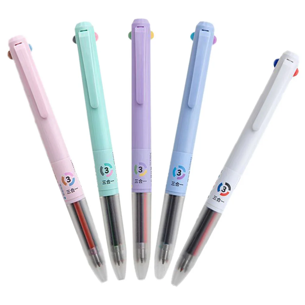 

5pcs Three Pen UV Light Marker for School Kawaii Highlighter Multicolor Ink Ballpoint Mini Plastic Pen Set