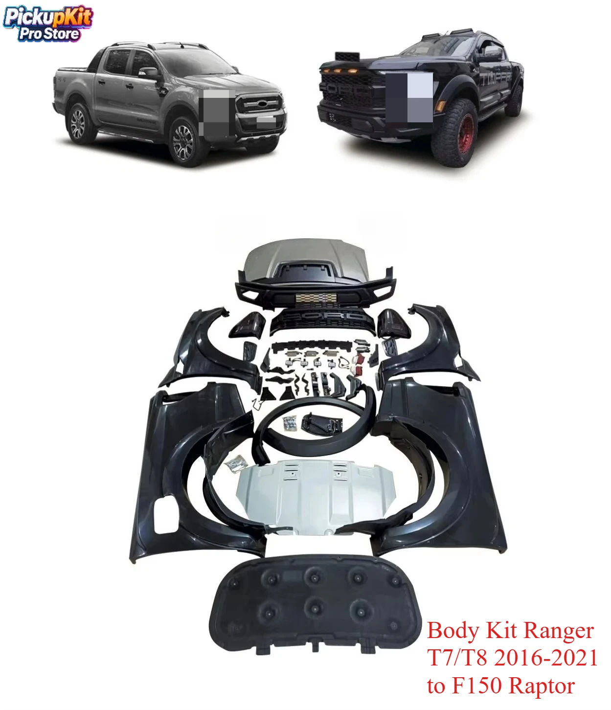 Hot Selling 4x4 Offroad Body Kit Ranger T7/T8 2016-2021 to F150 Raptor Bumper Grille Set
