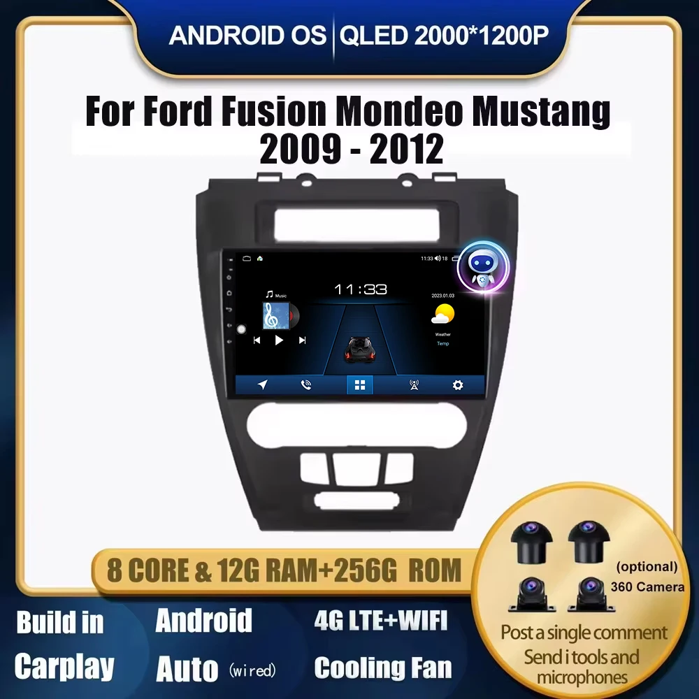 

Android 14 Car Radio Multimedia Player For Ford Fusion Mondeo Mustang 2009-2012 Android Auto WiFi GPS Navi Bluetooth DSP Stereo