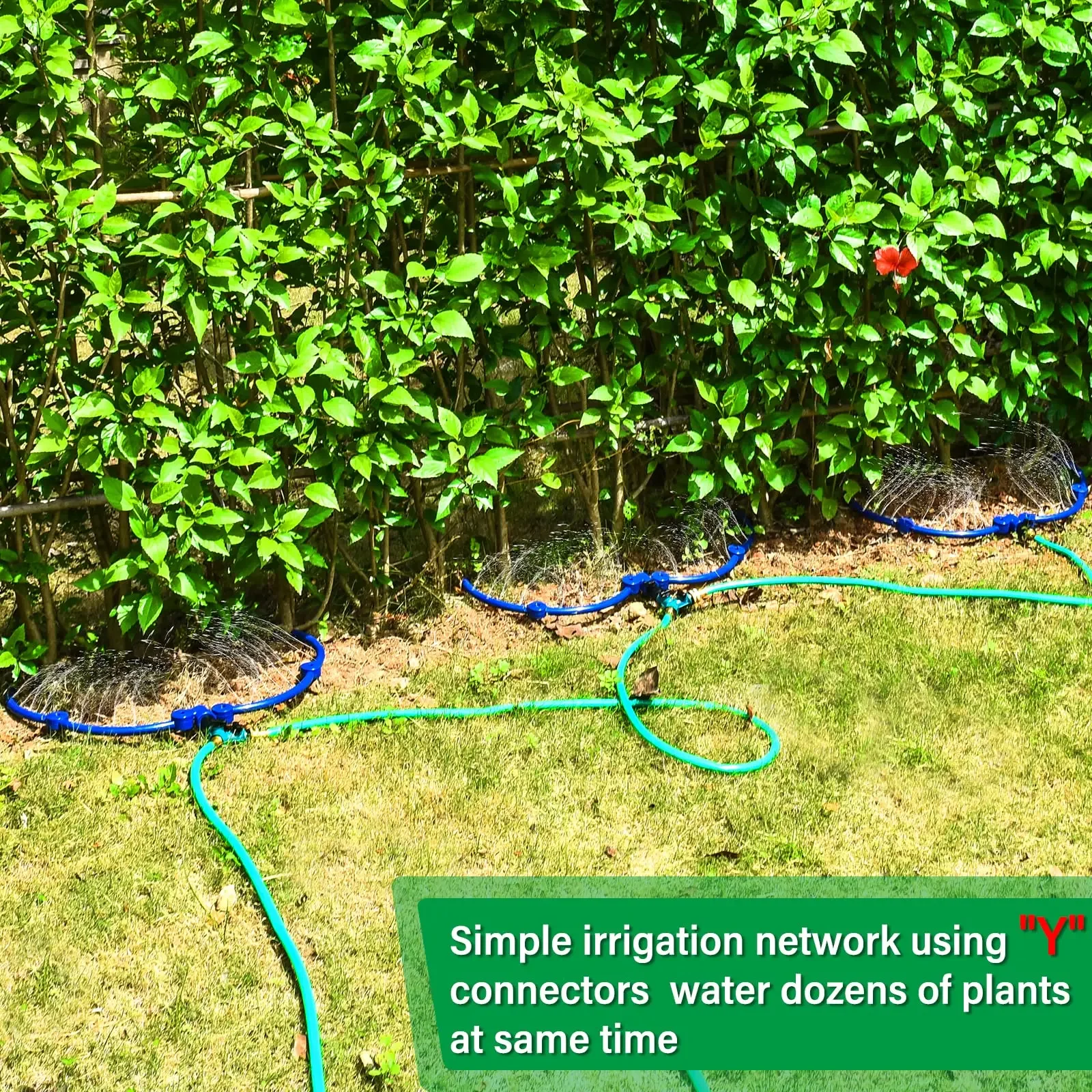 1PCS Tree Watering Ring Circle Sprinkler Irrigation System with Y Hose Splitter Outdoor Plants Tree Watering 360 °