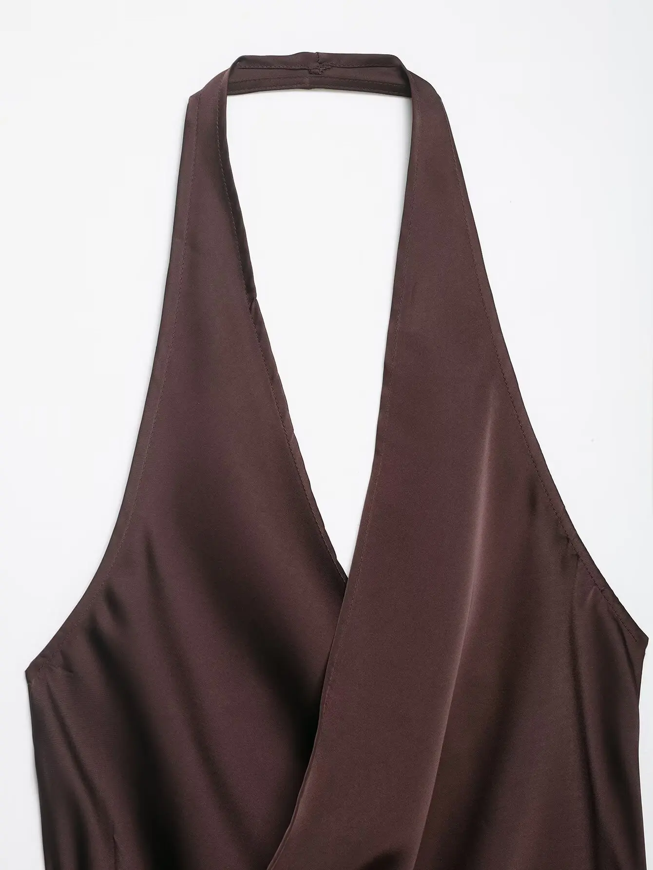 HH Damen Sommer Satin Neckholder-Top Damen Wickel-Bluse mit V-Ausschnitt und Rückenbindung Asymmetrische Bluse Niedliche Alltags- Urlaubs- und Geschäftskleidung – Detail 31