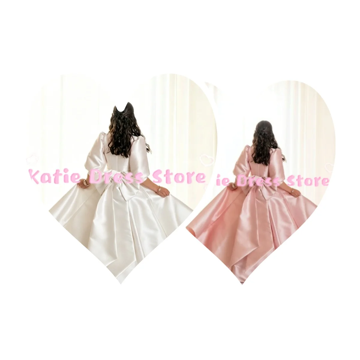 Maßgeschneidertes elegantes Blumenmädchenkleid mit Schleife aus Satin, bauschig, für Hochzeit, Prinzessin, Kindergeburtstag, Erstkommunion, Ballkleider