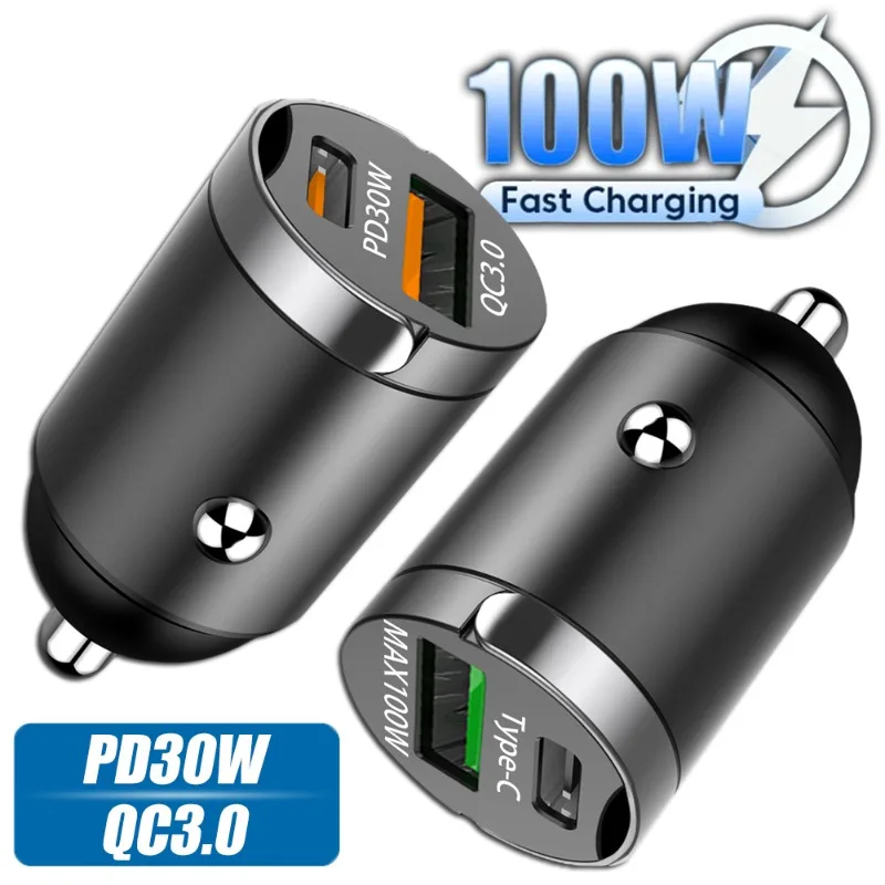 PD 30W Car Charger USB Type C Fast Charging Adapter PD QC3.0 Quick Charging For iphone Huawei Xiaomi