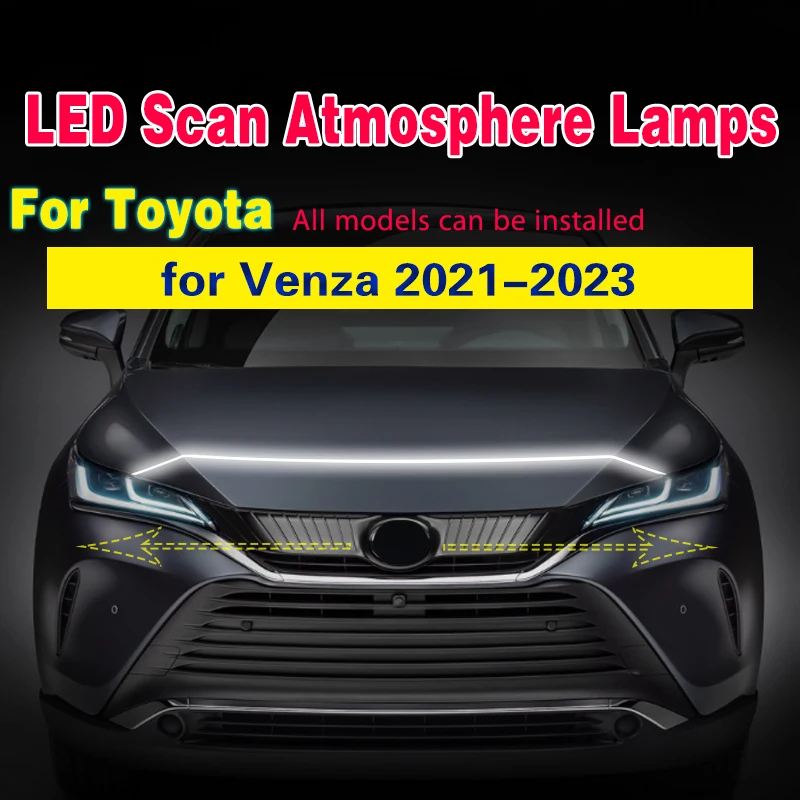 Led Decoration Lights For Toyota Venza 2021-2023 Car Hood Flexible Daytime Running Light Strip Universal Decor Lamp Start-Scan