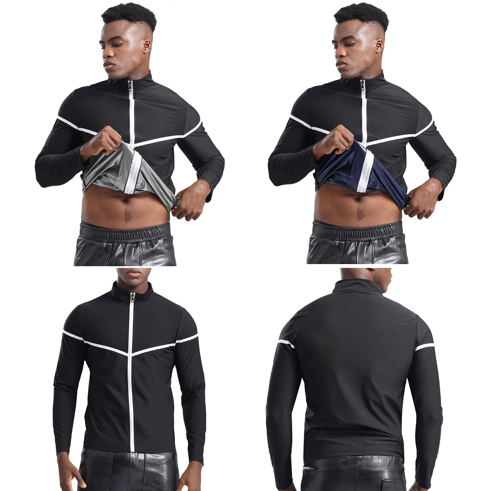 Chaqueta de Sauna para hombre y mujer, Top para perder peso, sudoración, mangas largas, ropa deportiva fina para quemar grasa, adelgazante, moldeador de cuerpo para gimnasio