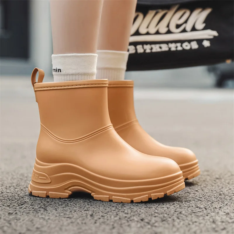 

Platform Rubber Boots Women Work Garden Galoshes Waterproof Rainboots Woman Rain Shoes Oil-proof Non-slip Kitchen Footwear