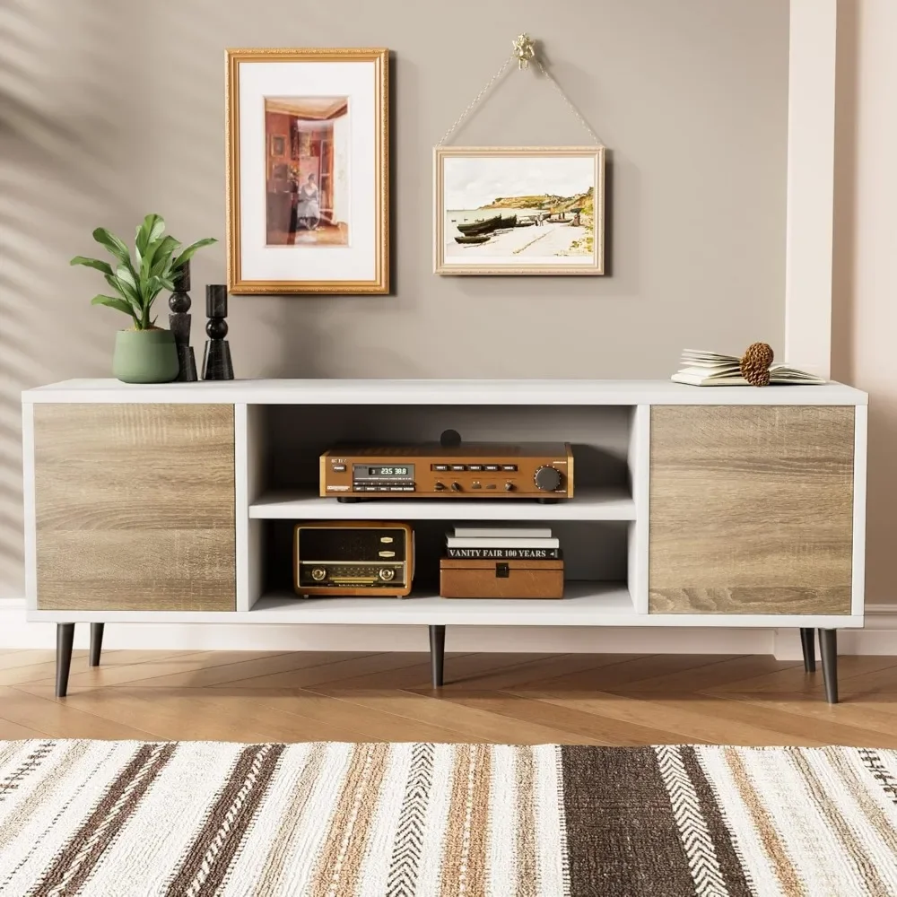 

TV Stand for 65 Inch TV, Modern Entertainment Center with Storage Cabinet and Open Shelves, TVs Console Table Media Cabinet