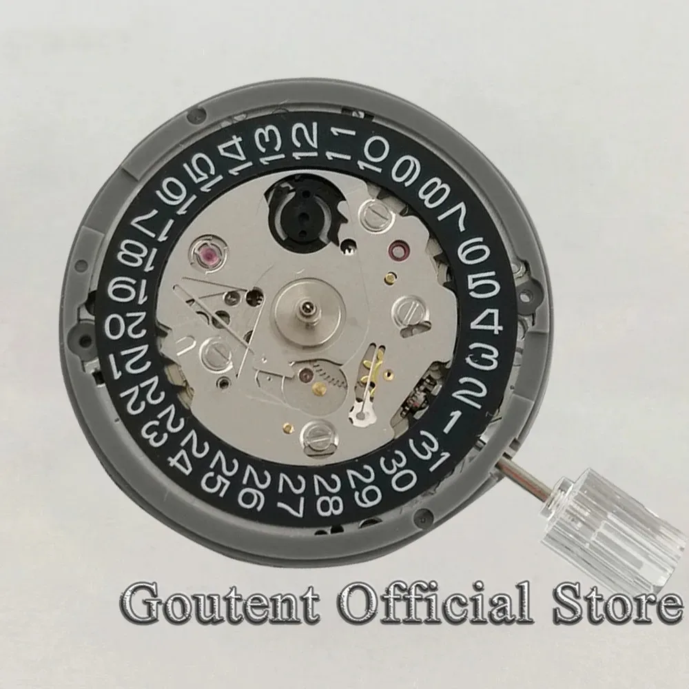 Goutent 24 Jewels NH35 Automatic Mechanical Watch Movement Suitable for 3 o\'clock crown and 3.8 crown 21600bph Black Date