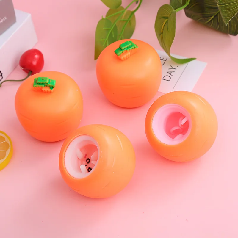 ของเล่นบีบแครอทแปลกใหม่และไม่ซ้ำใครเพื่อคลายเครียด ของเล่นบีบกระต่ายแครอทในรูปทรงแก้วเพื่อผ่อนคลายความเครียด