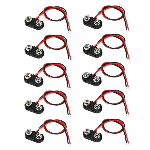 Connecteur de batterie 9V en forme de T, 10 pièces, avec coque en plastique dur, adapté aux expériences de bricolage ou d'autres appareils avec piles