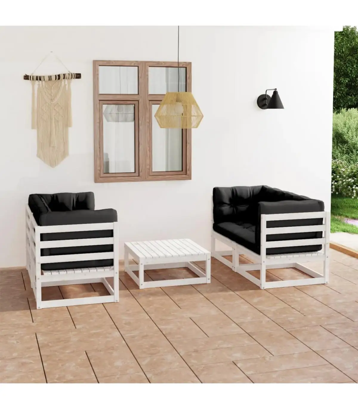 Garden sets garden furniture set 5 PCs and cushions solid pine wood