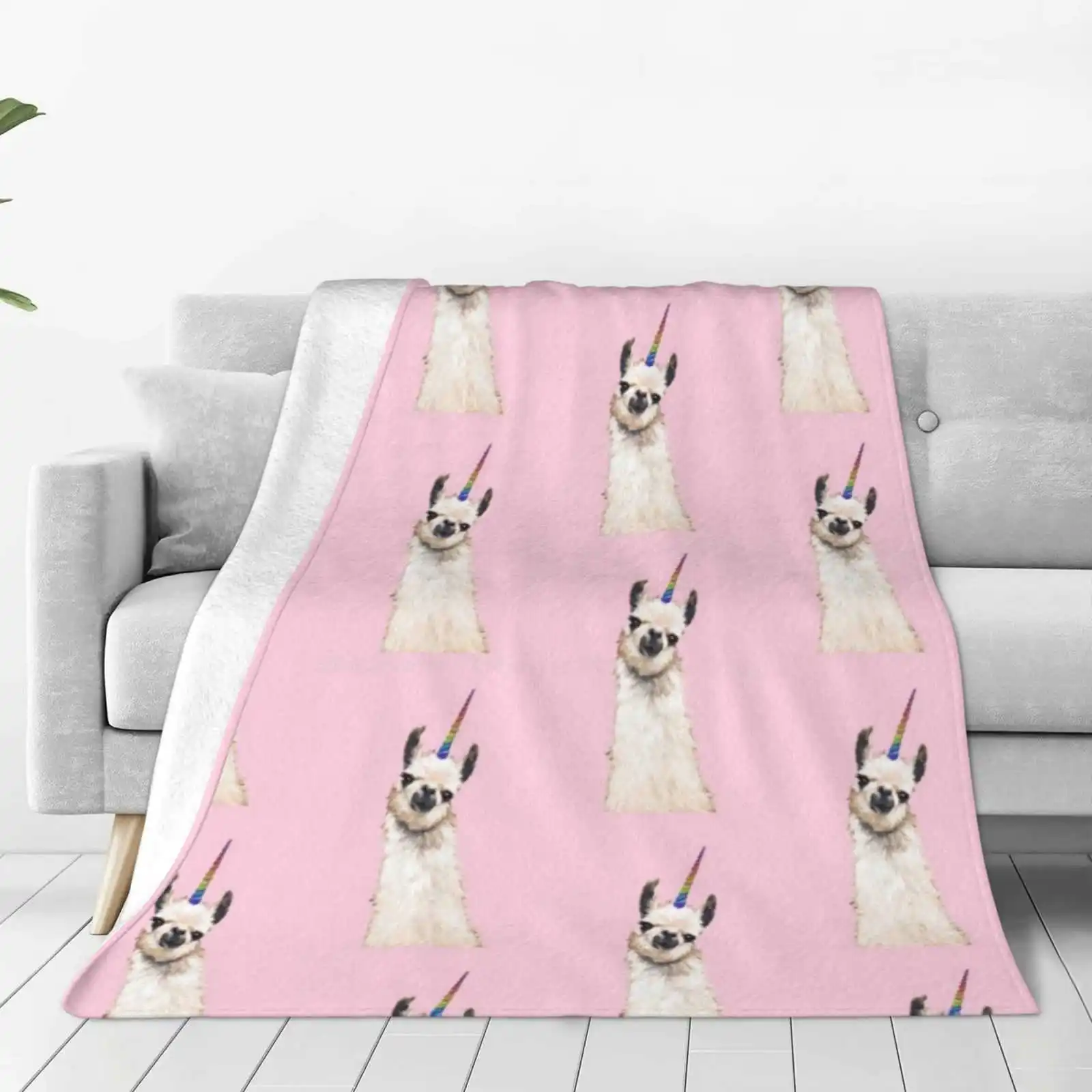 Unicorn Llama Hot Sale Printing High Qiality Warm Flannel Blanket Llama Funny Farm Animals Legend Horn Cute Lovely Pink Be